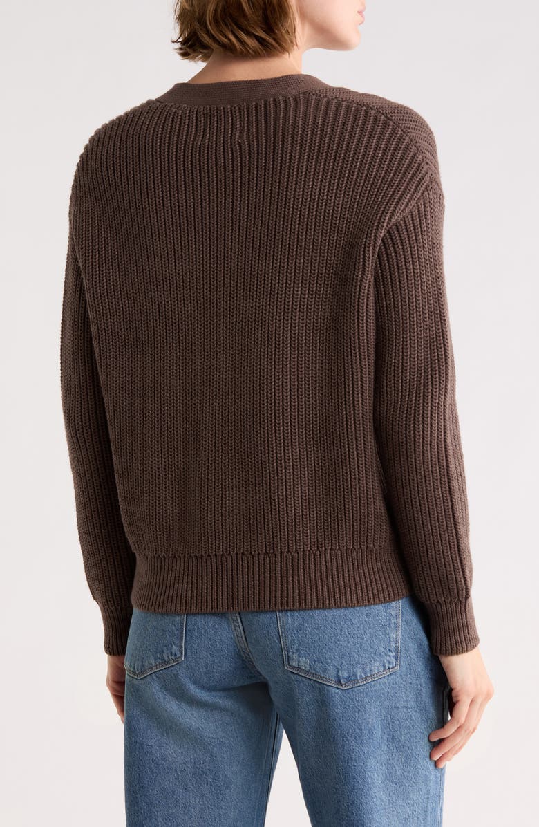 ELIE ELIE TAHARI V-Neck Cardigan Sweater, Alternate, color, Carob