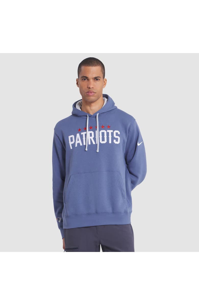 Nike Men's Nike Storm Blue New England Patriots 2025 Rivalries Collection Club Hoodie, Main, color, 