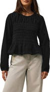 NEXT Smocked Peplum Cotton Denim Top
