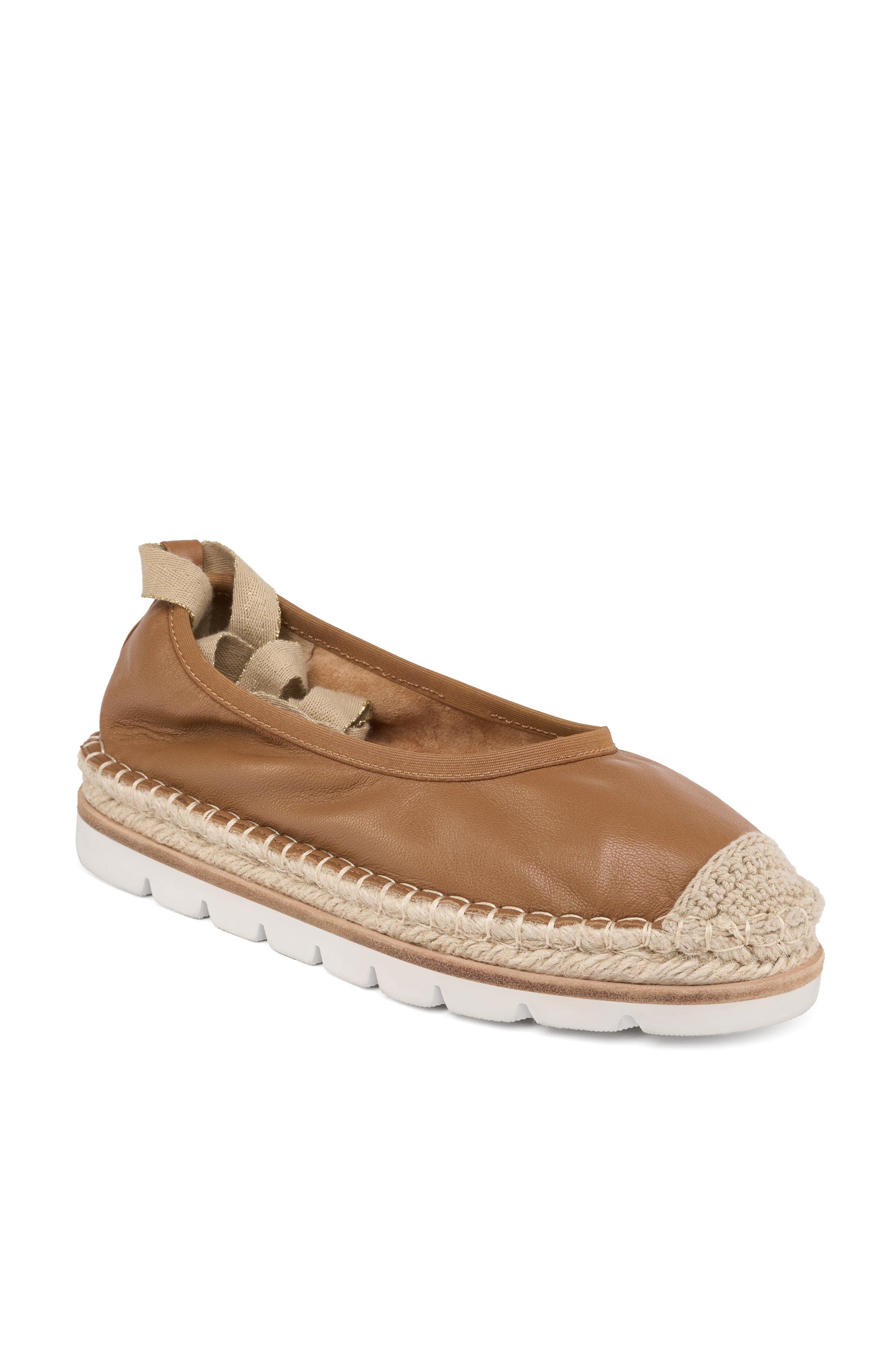 JSlides Footwear Bridget Leather Espadrille, Main, color, Tan