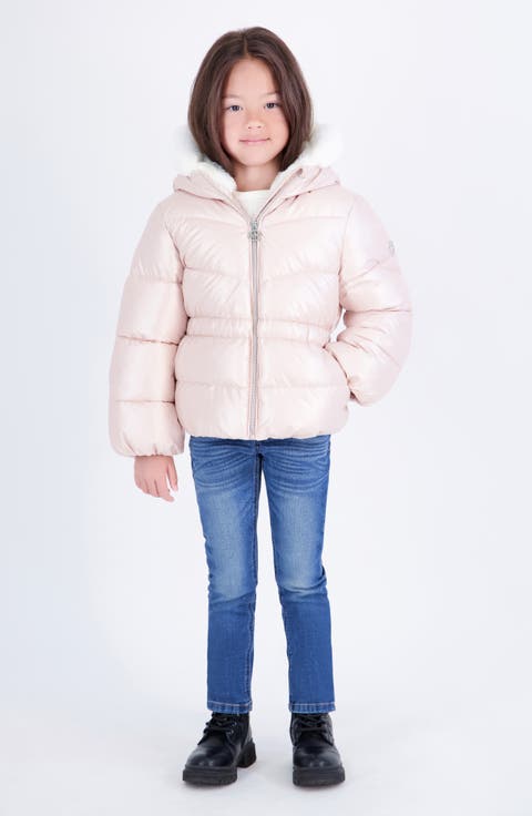 Kids' Hooded Cinch Waist Puffer Jacket
