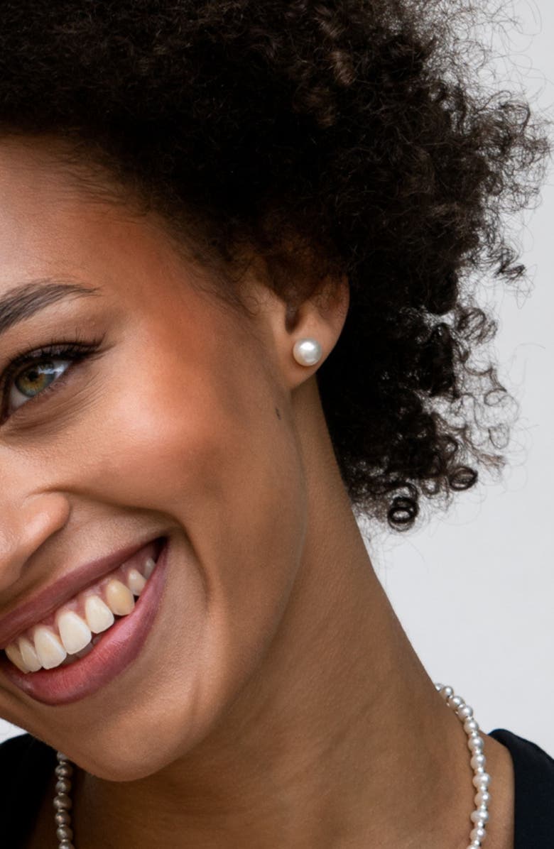 Dower & Hall White Timeless Freshwater Pearl Studs, Alternate, color, Sterling Silver