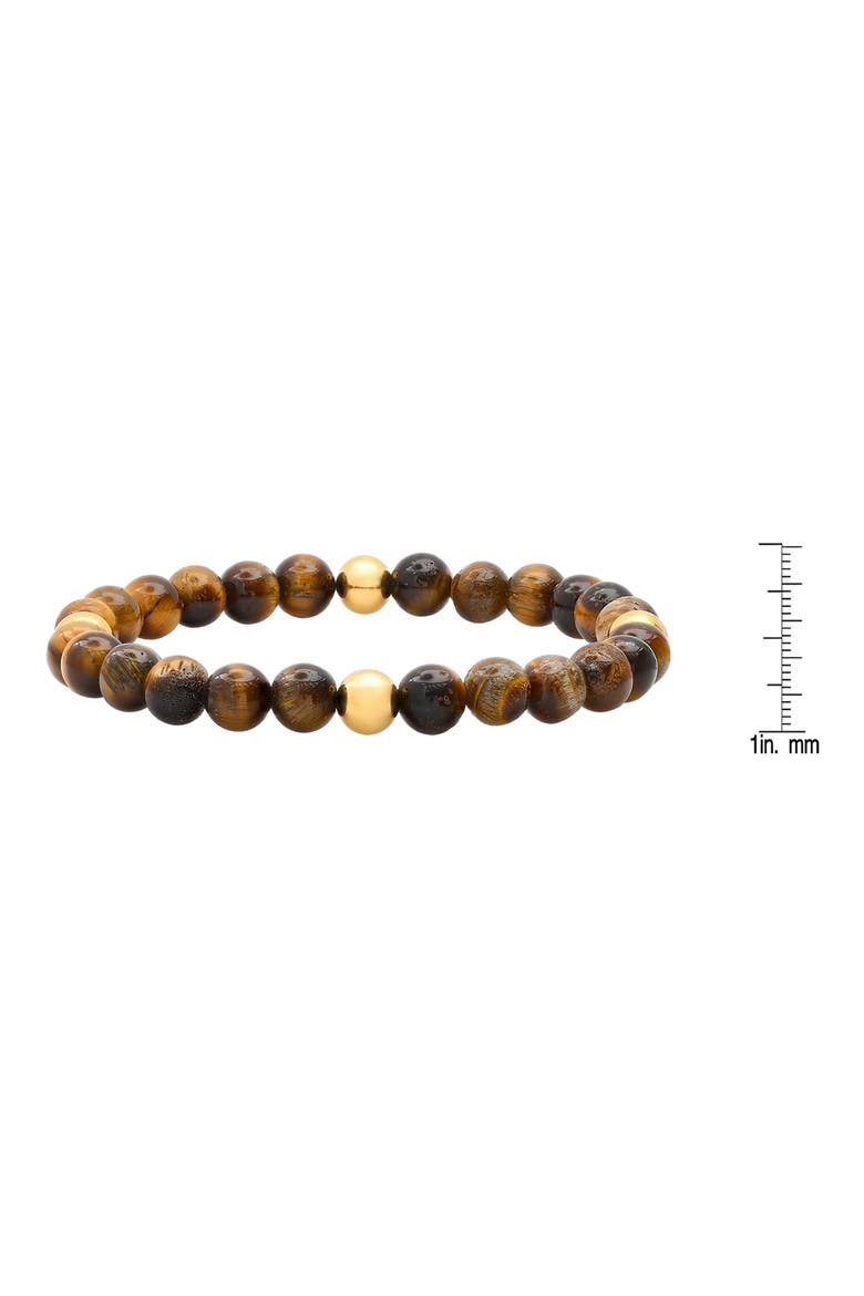 Men's Stainless Steel & Tiger's Eye Bead Bracelet, Alternate, color, BROWN/GOLD