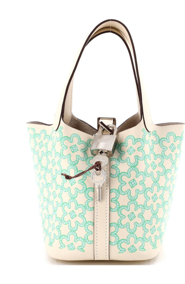 Pre-Owned Hermes Picotin Lock Bag Lucky Daisy Printed Swift Micro, Main, color, Nata