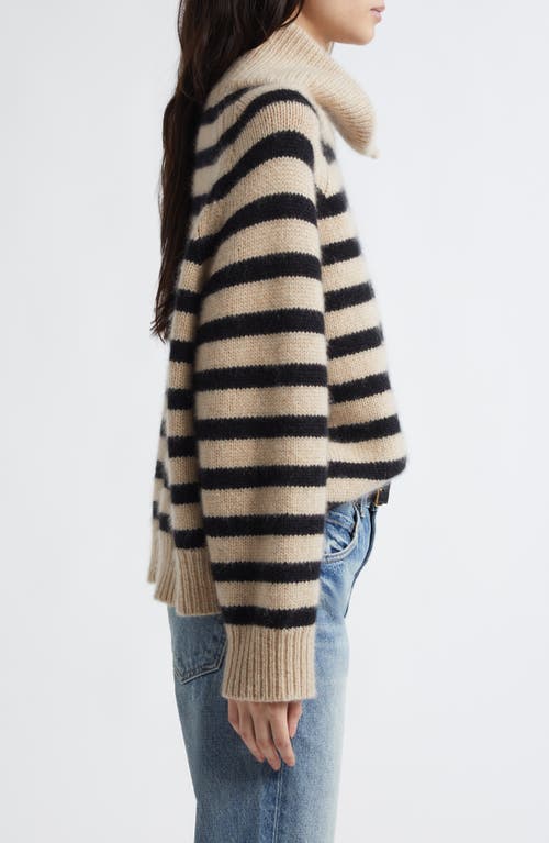 Nili Lotan Raelynn Stripe Turtleneck Cashmere Sweater In Gray
