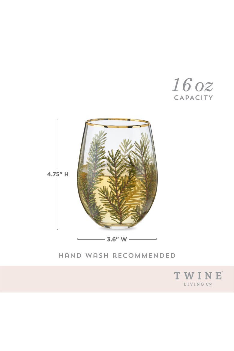 Woodland Stemless Wine Glasses Set of 2, Alternate, color, Green
