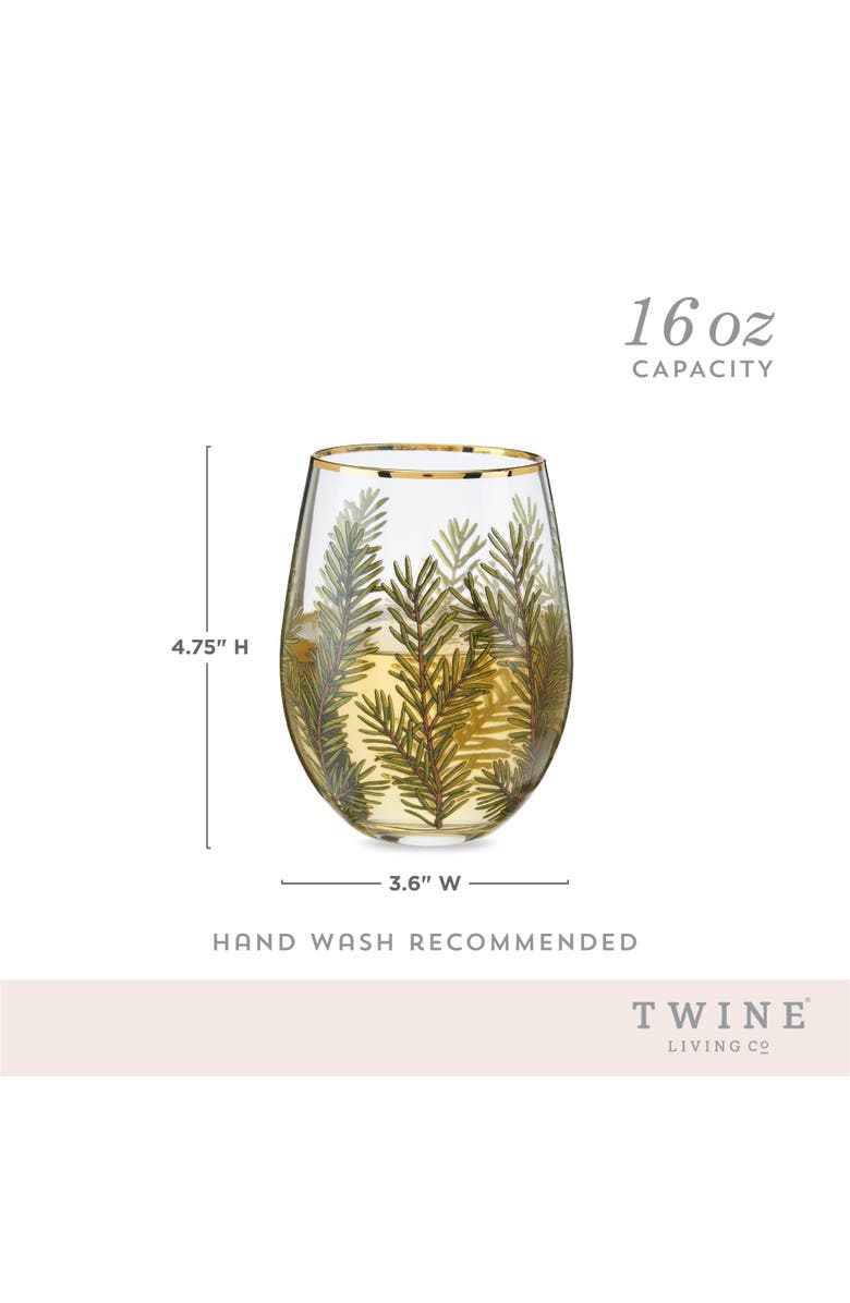 TWINE Woodland Stemless Wine Glasses Set of 2, Alternate, color, Green