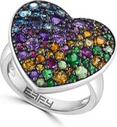 EFFY Sterling Silver Pavé Semiprecious Stone Heart Ring
