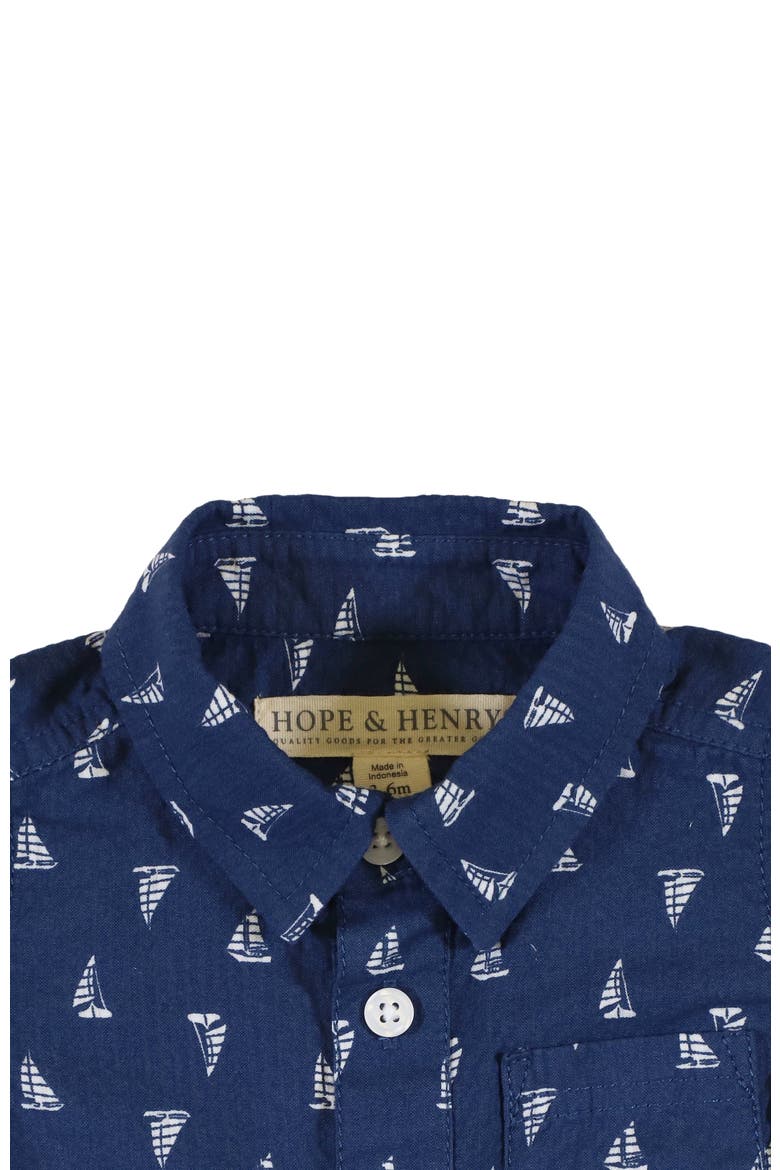 Baby Seersucker Button Front Romper, Infant, Alternate, color, Blue Sailboats Seersucker