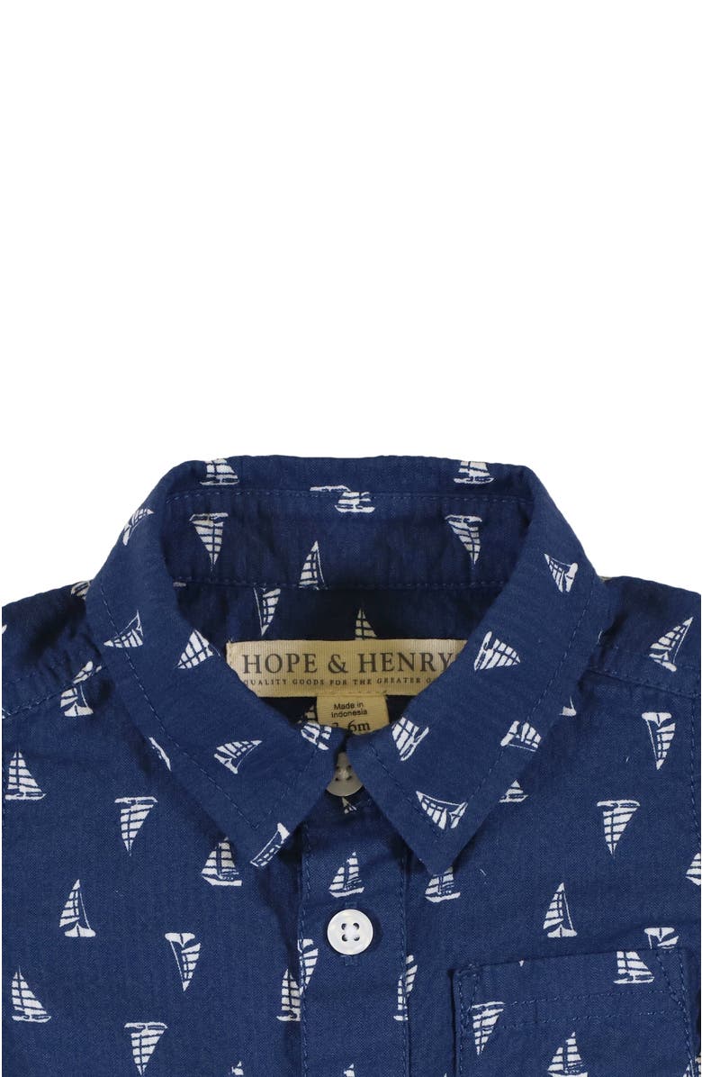 Hope & Henry Baby Seersucker Button Front Romper, Infant, Alternate, color, Blue Sailboats Seersucker