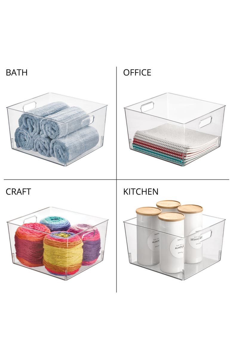 mDesign Large Plastic Storage Organizer Container Bin - Handles, 8 Pack, Clear, Alternate, color, Clear