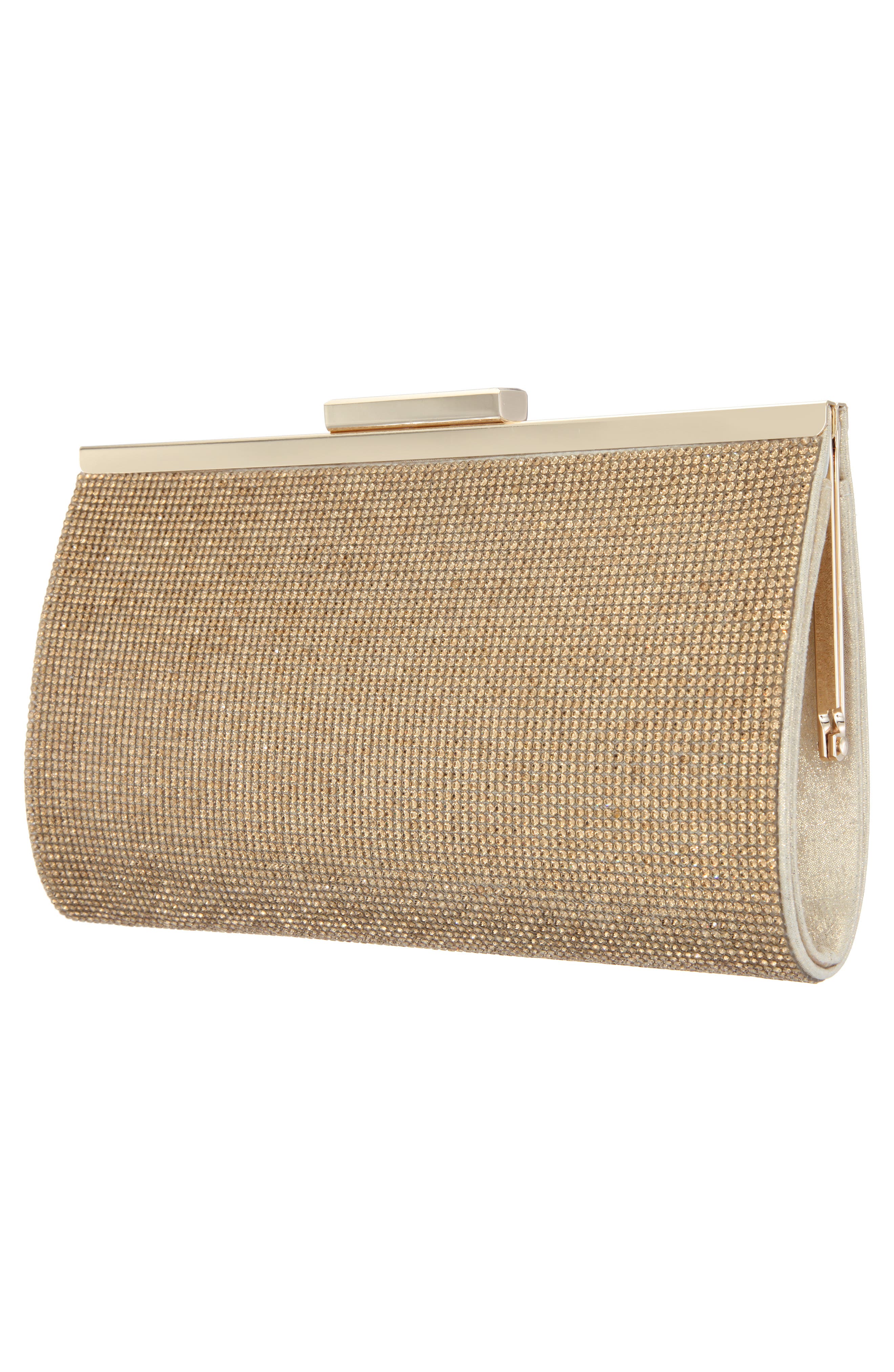 Crystal Frame Clutch, Alternate, color, GOLD