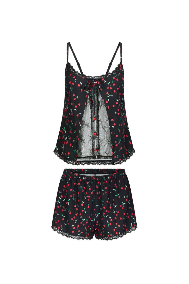 Kiora Cami And Shorts Pajama Set, Alternate, color, Novelty black