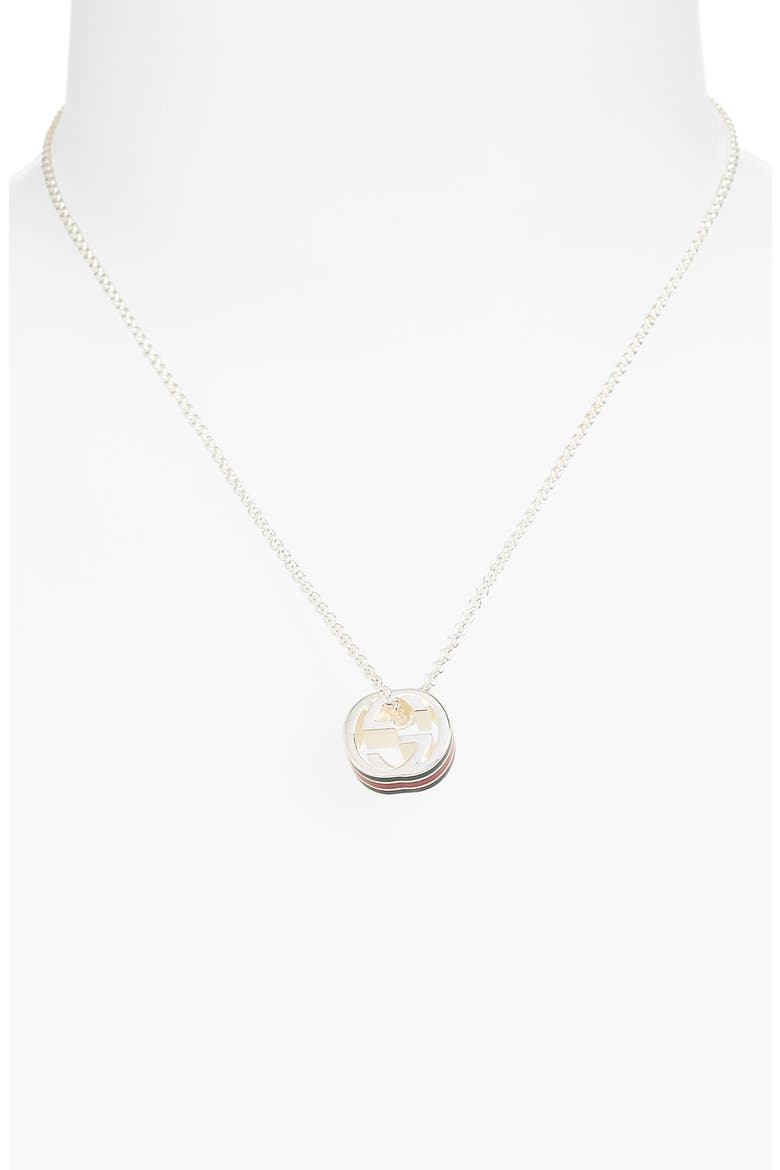 Interlocking G Web Ring Pendant Necklace, Alternate, color, SILVER