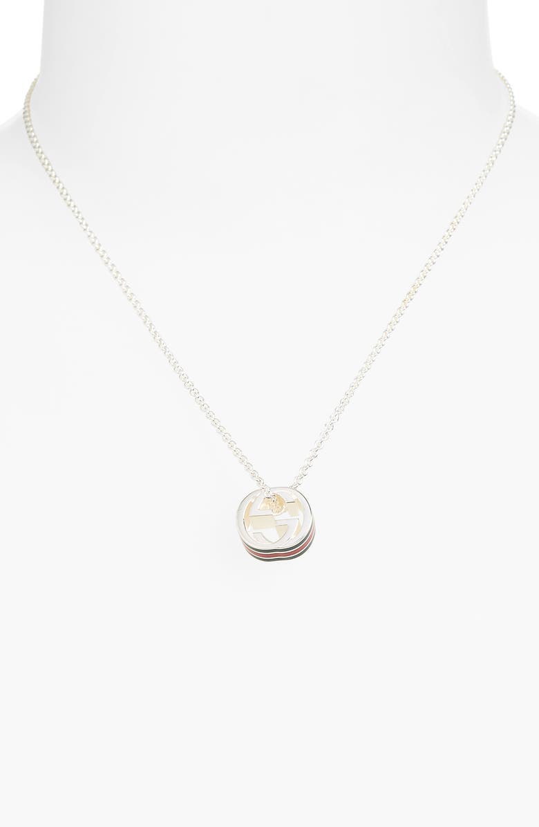 Gucci Interlocking G Web Ring Pendant Necklace, Alternate, color, Silver