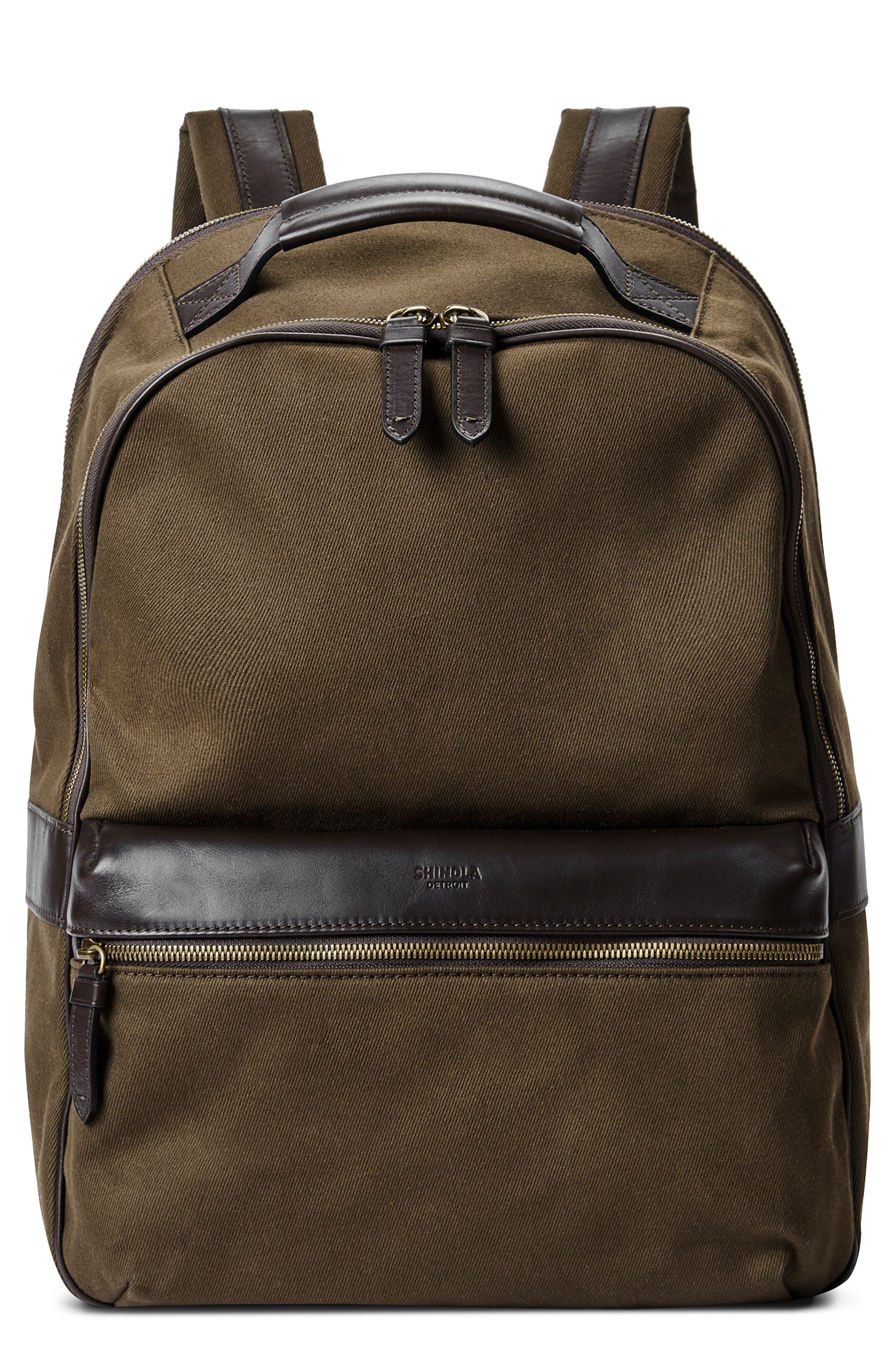 Shinola Runwell Canvas & Leather Laptop Backpack, Main, color, 