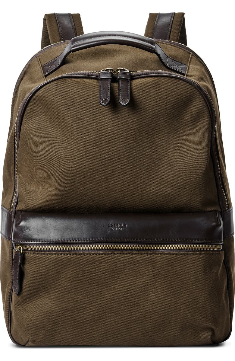 Shinola Runwell Canvas & Leather Laptop Backpack, Main, color,