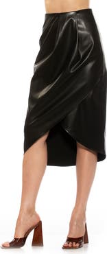 Alexia Admor Theana Faux Leather Pleated Midi Skirt