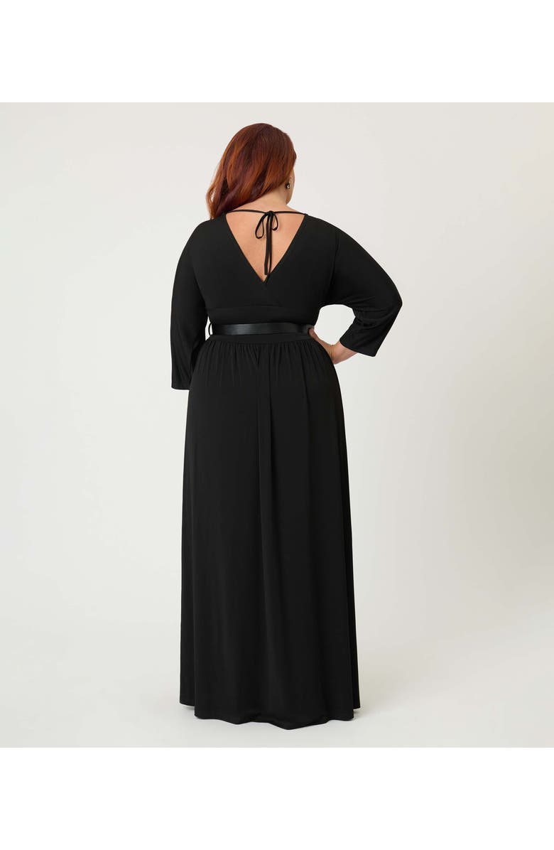 Unique Vintage Plus Size 3/4 Sleeve Batwing Maxi Dress, Alternate, color, Black