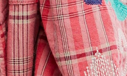 Free People Sashiko Embroidered Button-up Shirt In Pink
