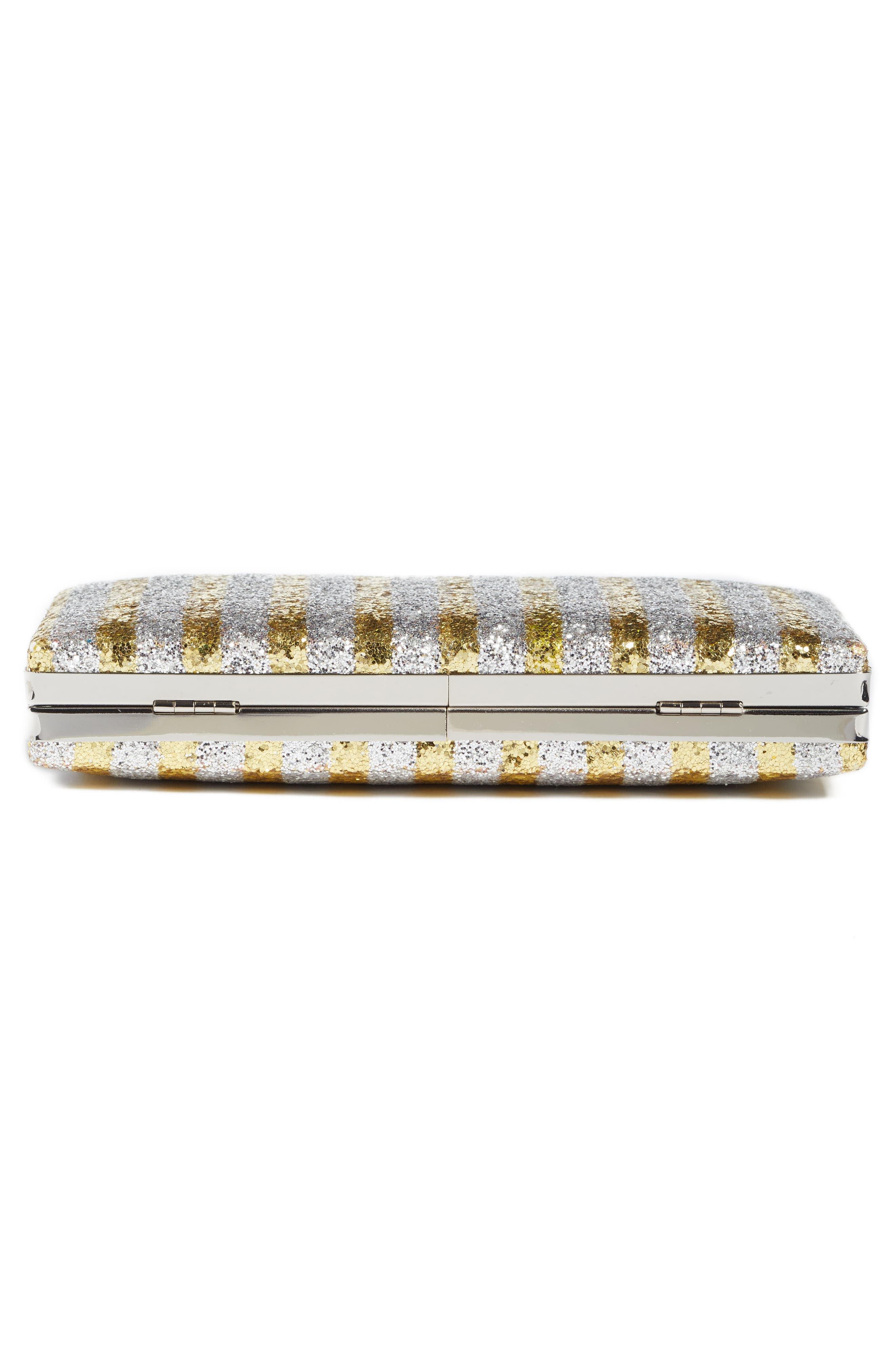 Stripe Glitter Minaudière, Alternate, color, GOLD