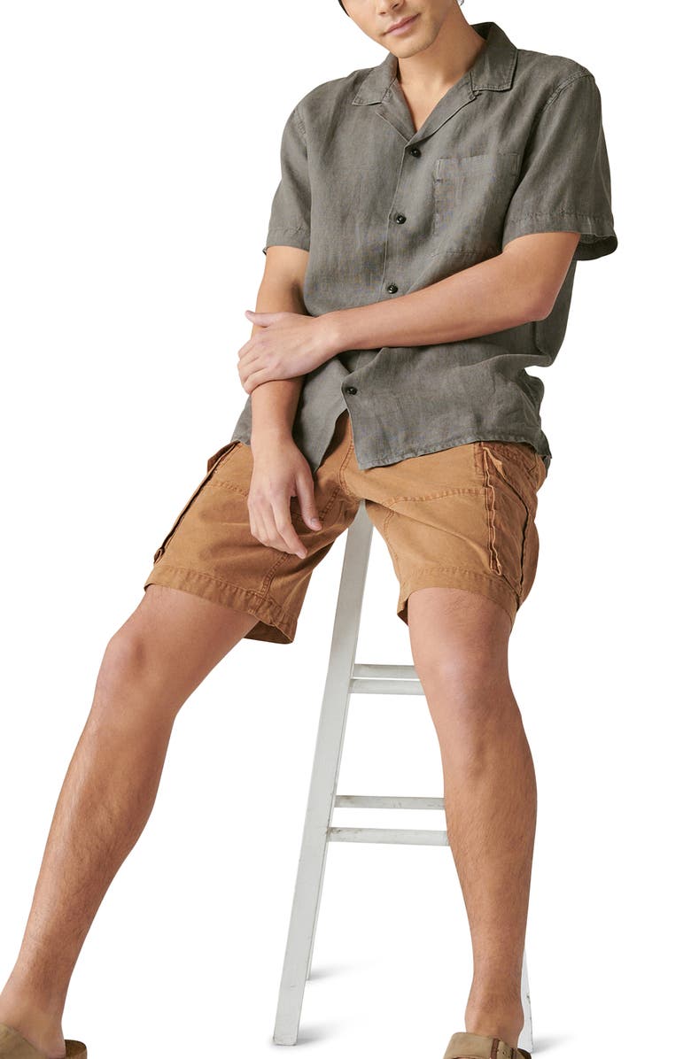 Lucky Brand Short Sleeve Linen Camp Shirt, Alternate, color, 