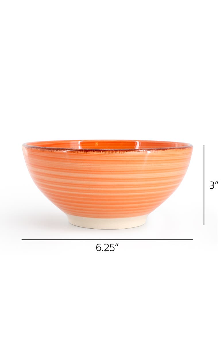 Elama Color Ridge 6.25 Inch 6 Piece Round Stoneware Assorted Bowl Set, Alternate, color, Assorted