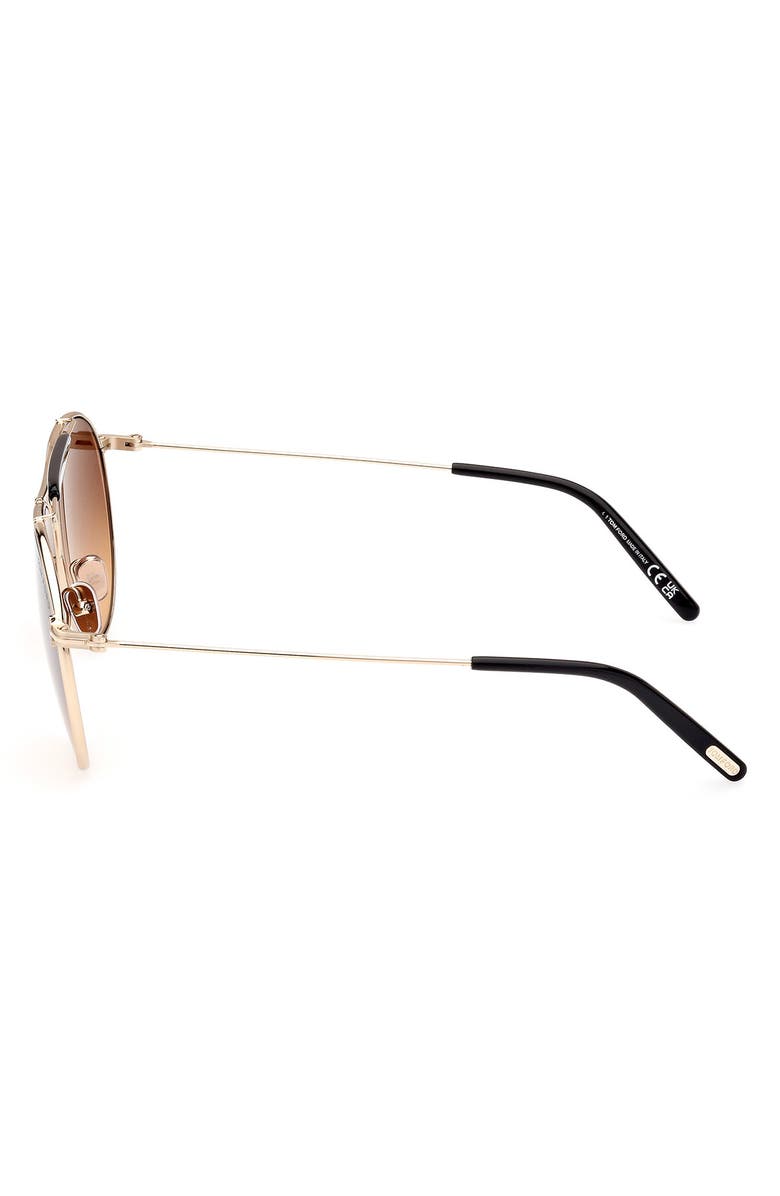 TOM FORD 59mm Pilot Sunglasses, Alternate, color, Gold / Brown