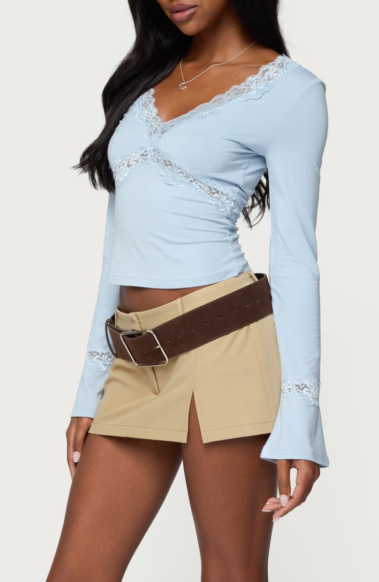 EDIKTED Mathilda Lace Trim Top, Alternate, color, Light-Blue