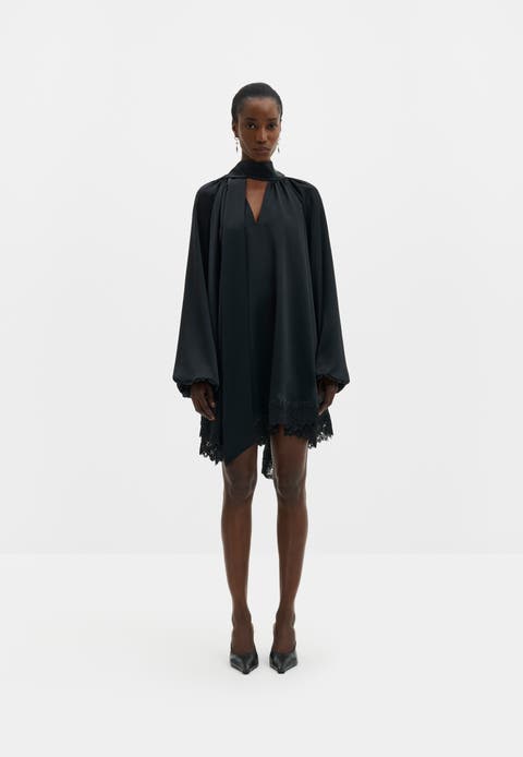Norea Lace Hem Satin Mini Dress
