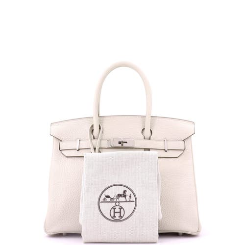 Pre-owned Hermes Hermes Birkin Handbag Light Clemence With Palladium Hardware 30 In White