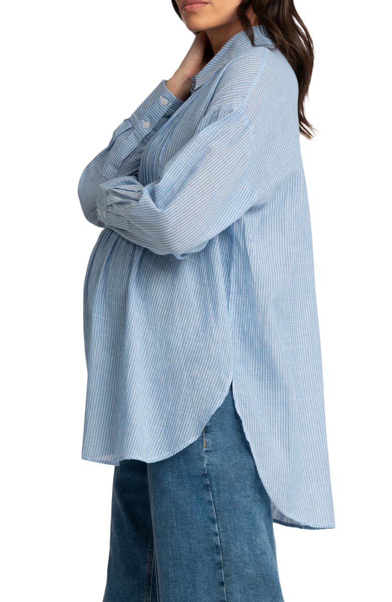 Seraphine Stripe Long Sleeve Maternity Shirt, Alternate, color, 