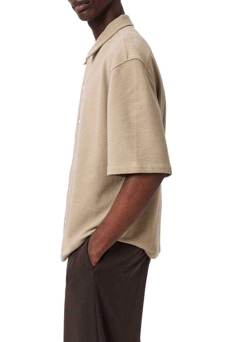 Stallion Oversize Short Sleeve Cotton Button-Up Shirt, Alternate, color, DUNE BROWN