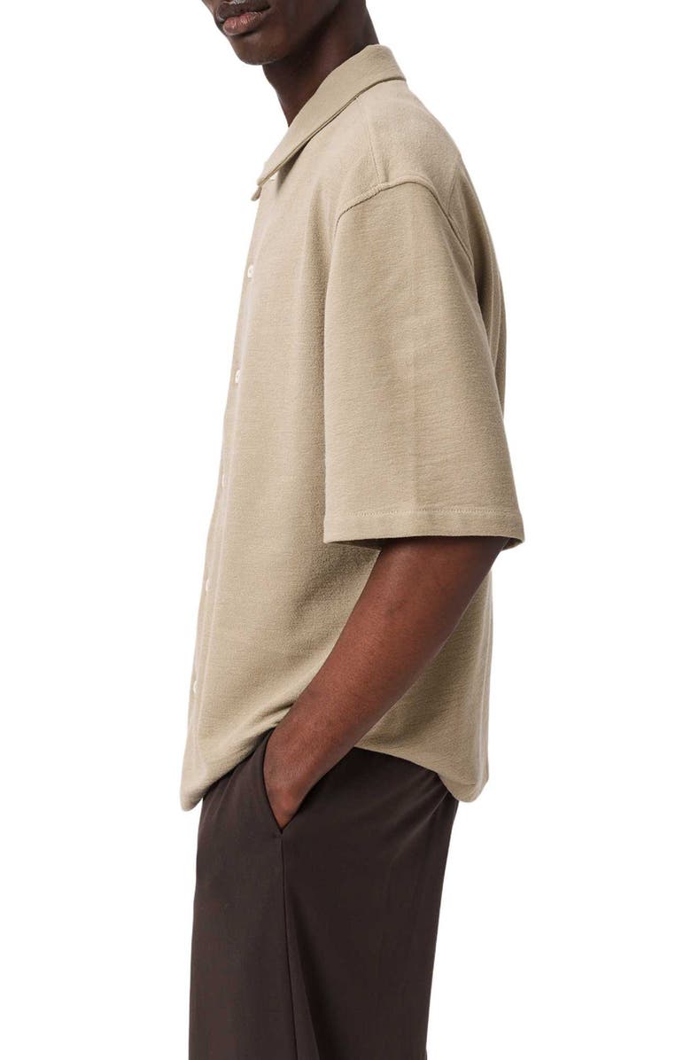 AllSaints Stallion Oversize Short Sleeve Cotton Button-Up Shirt, Alternate, color, Dune Brown