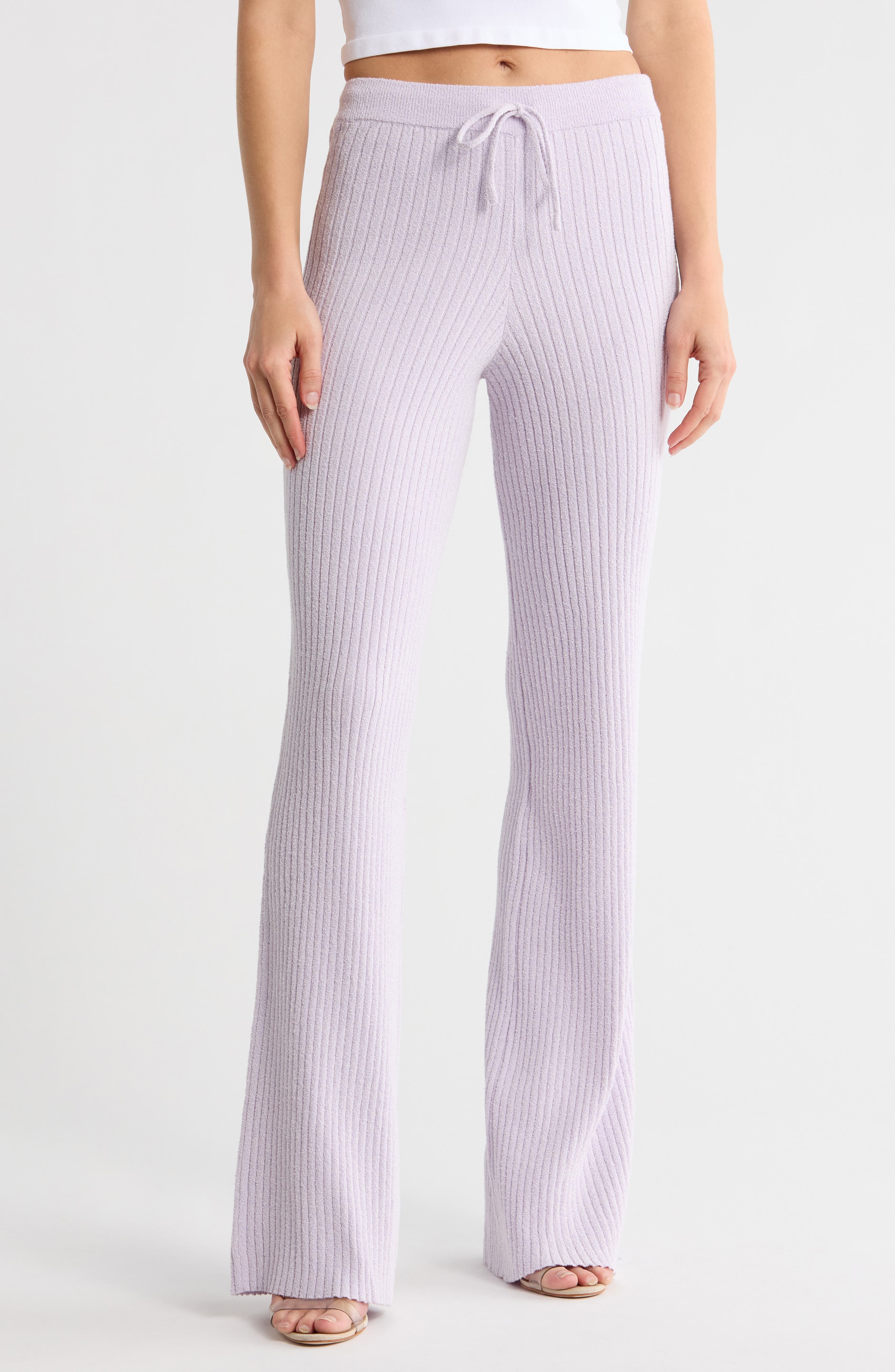 Good American Terry Rib Knit Wide Leg Pants