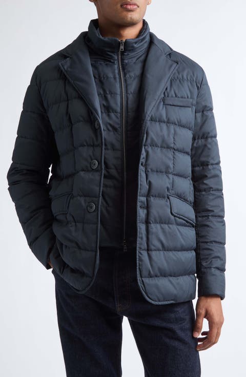 Quilted Down Blazer with Removable Bib