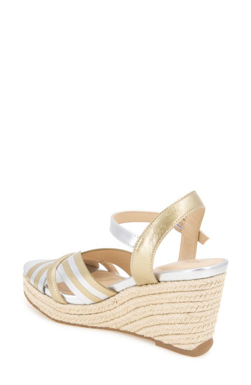 Reaction Kenneth Cole Comi Espadrille Wedge Sandal In Gold/silver