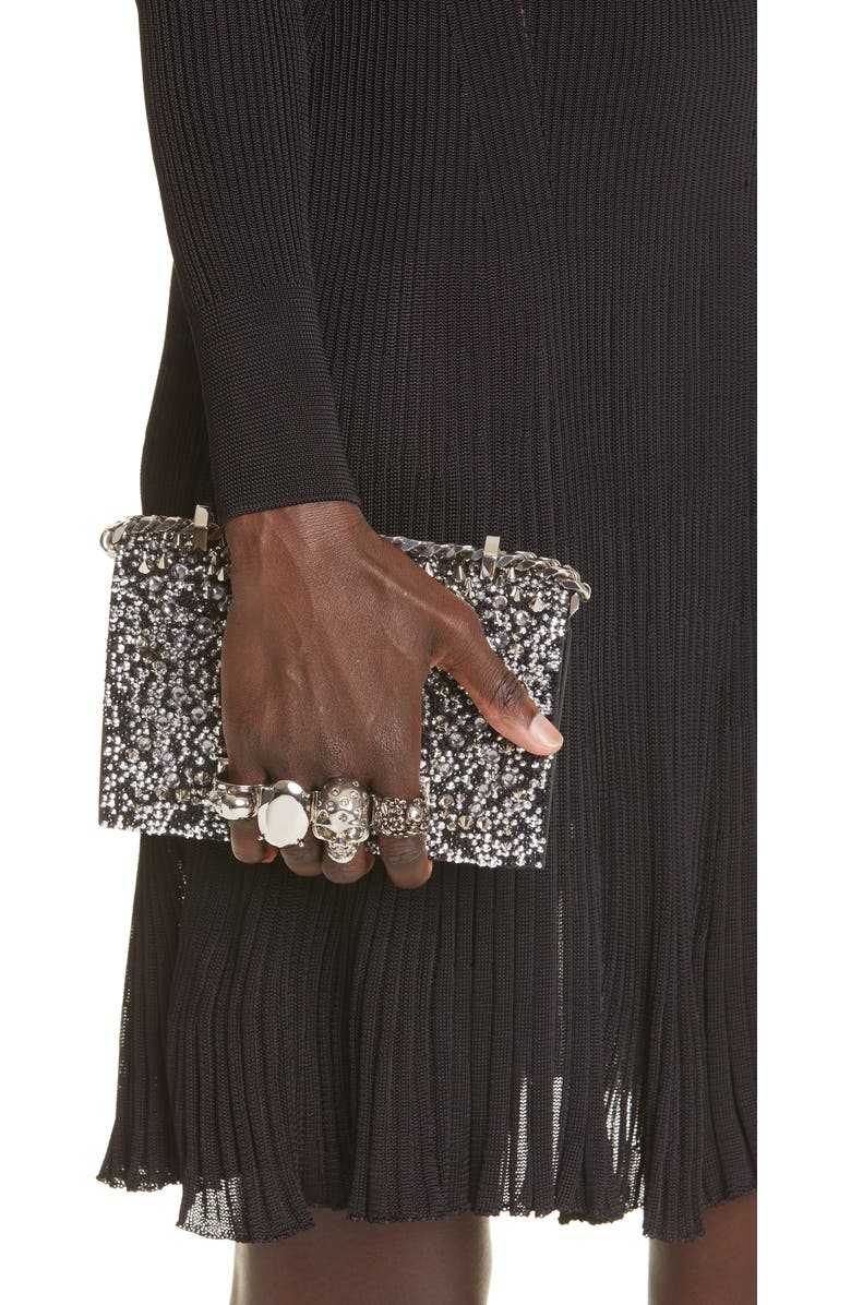 McQueen Alexander McQueen Crystal Embellished Knuckle Ring Crossbody Bag, Alternate, color,