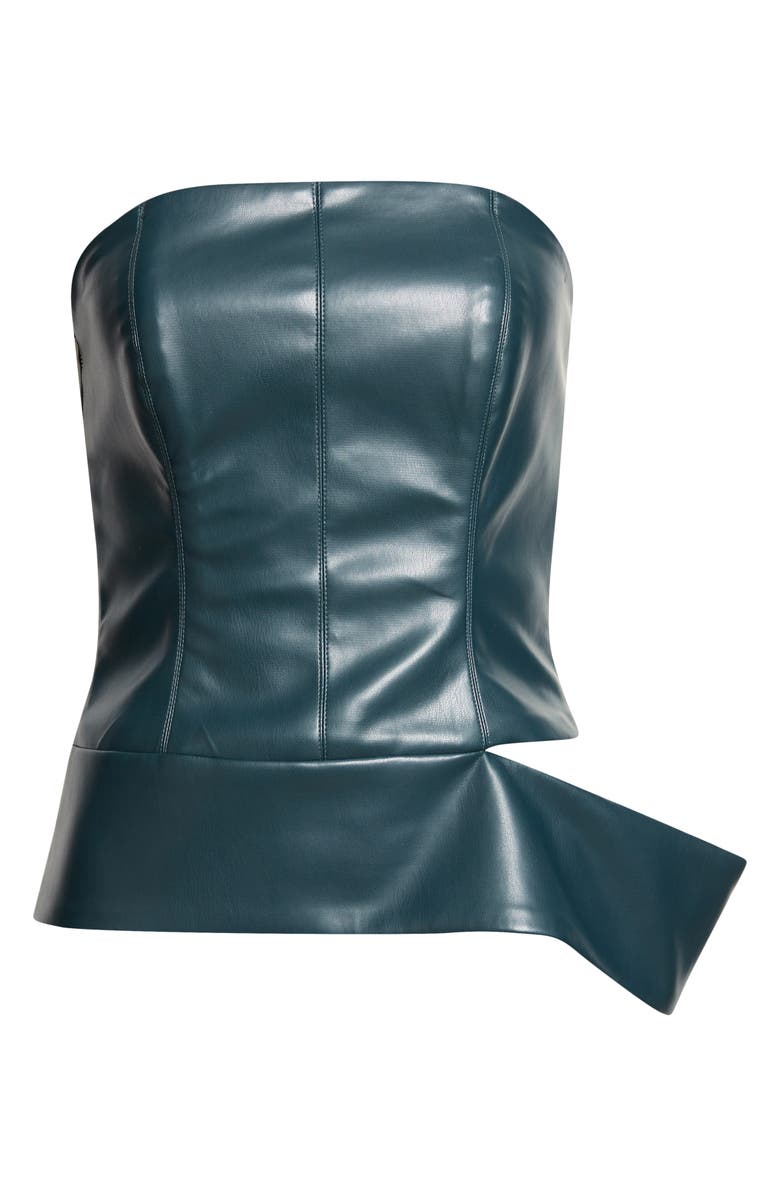 ISRAELLA KOBLA Zinia Strapless Bustier Faux Leather Top, Main, color, Turquoise
