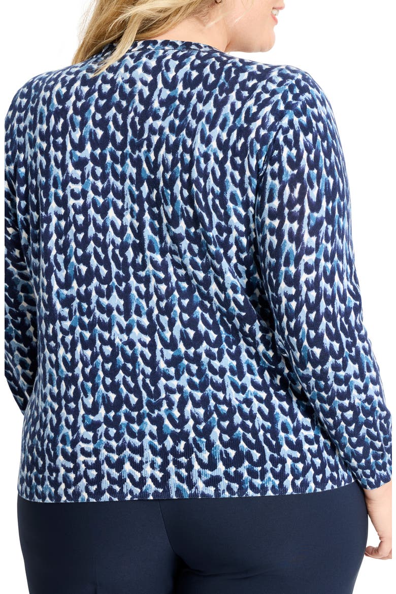 Geo Print Crewneck Cotton Sweater, Alternate, color, BLUE MULTI