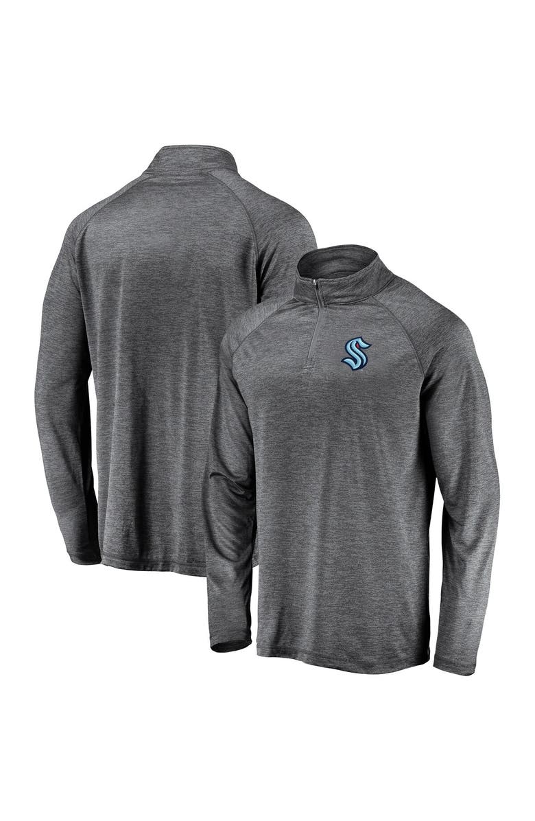 FANATICS Men's Fanatics Branded Gray Seattle Kraken Synthetic Primary Logo Quarter-Zip Pullover Jacket, Alternate, color, 