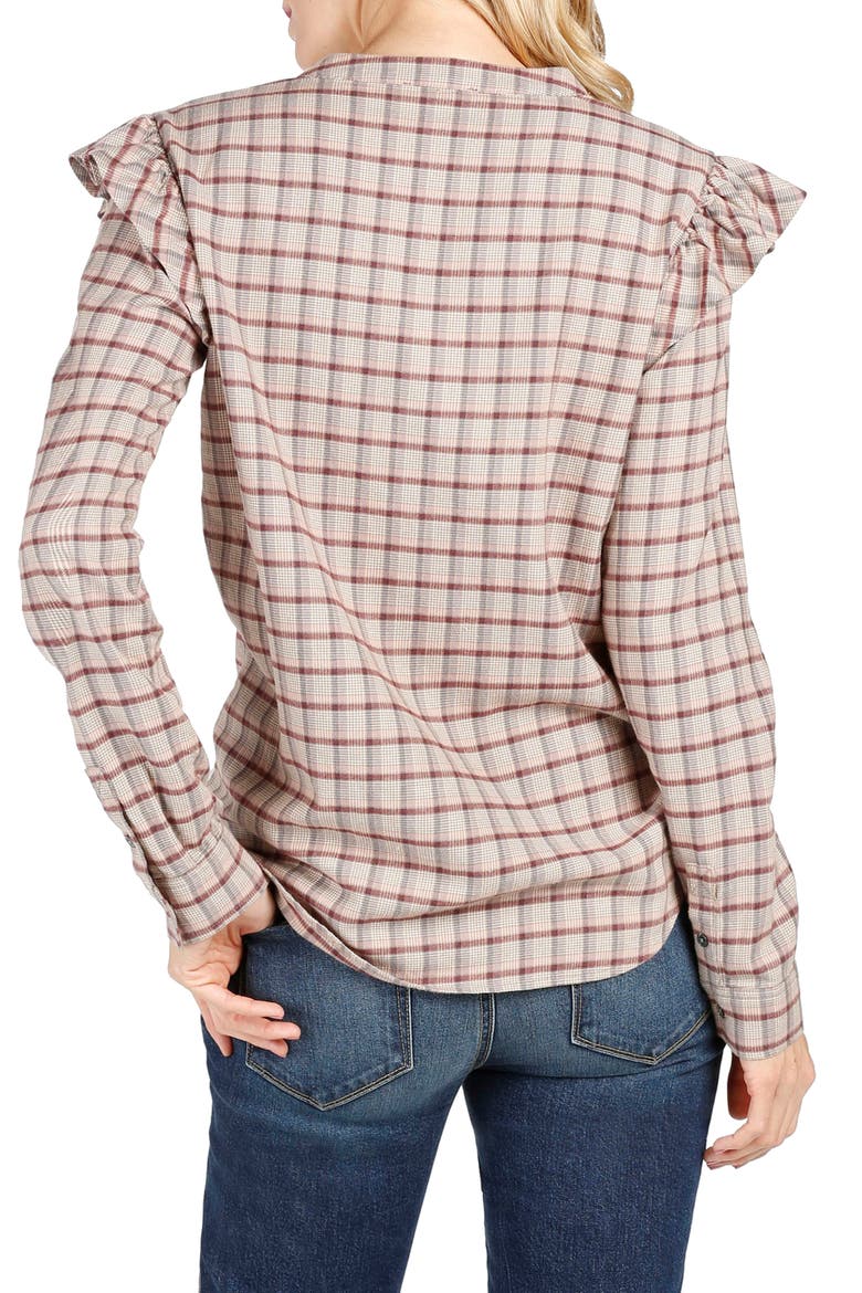 Jenelle Ruffle Plaid Shirt, Alternate, color, CHAMPAGNE MULTI