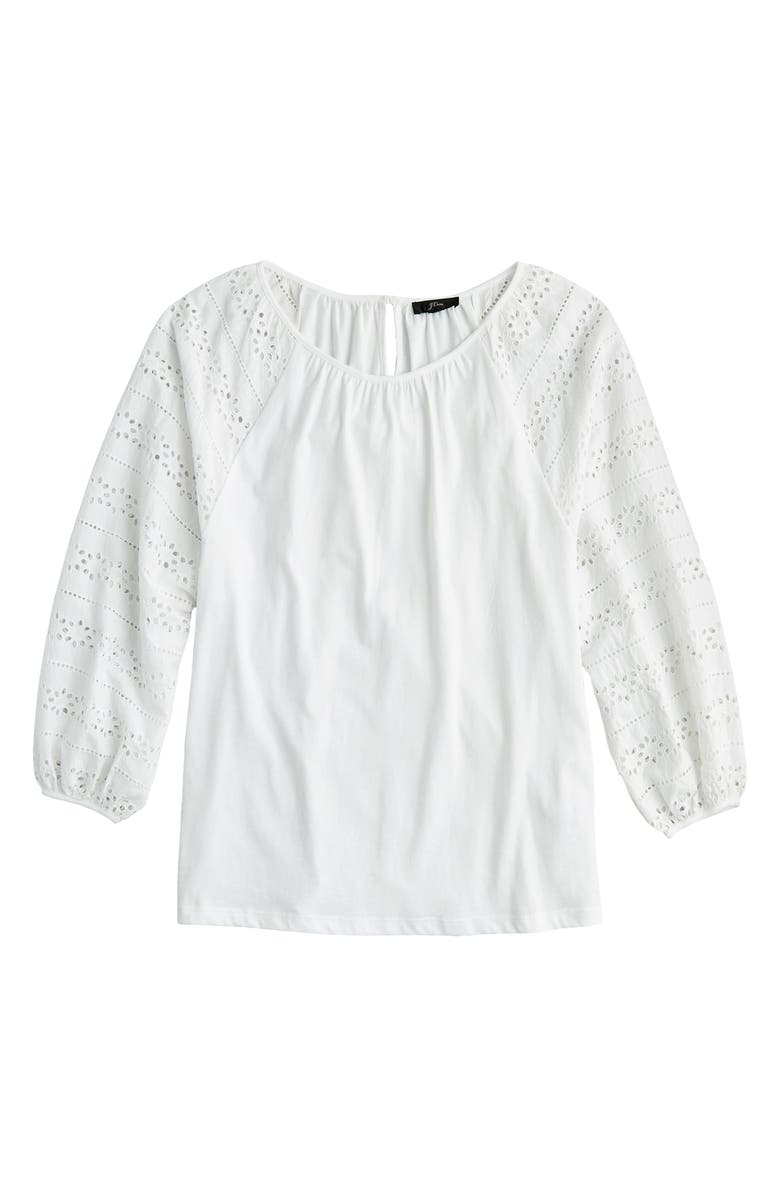 J.Crew Long Sleeve Eyelet Top, Main, color, 