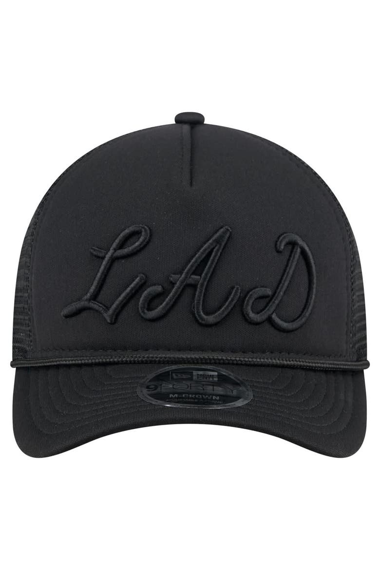Men's New Era Black Los Angeles Dodgers City Initial 9FORTY A-Frame M-Crown Adjustable Trucker Hat, Alternate, color, Black