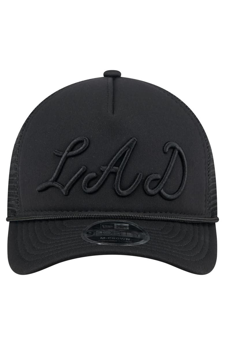 New Era Men's New Era Black Los Angeles Dodgers City Initial 9FORTY A-Frame M-Crown Adjustable Trucker Hat, Alternate, color, Black