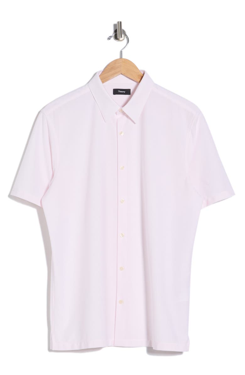 Theory Irving Aster Short Sleeve Button-Up Shirt, Alternate, color, White/Cradle Pink