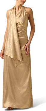 Adrianna Papell Foiled Chiffon Maxi Gown