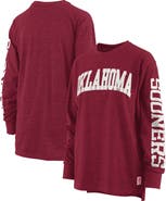 PRESSBOX Women's Pressbox Heathered Crimson Oklahoma Sooners Two-Hit Canyon Long Sleeve T-Shirt