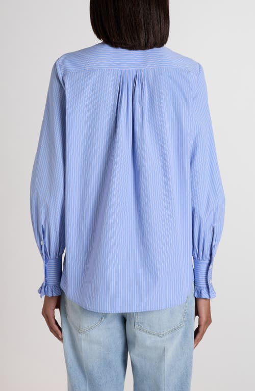 Valentino Hemd Aus Classic Stripe Popeline Frau Iris Liliac 48 In Blue