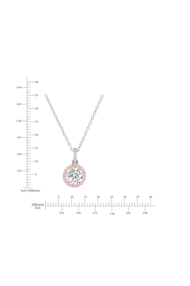 Fiore Brilliant Cut Cubic Zirconia Halo Pendant Necklace, Alternate, color, PURE PLATINUM/ CLEAR STONE